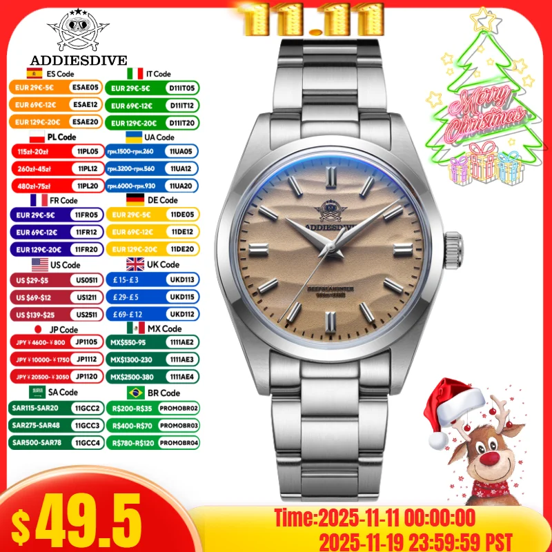 Addiesdive 36 мм часы для мужчин