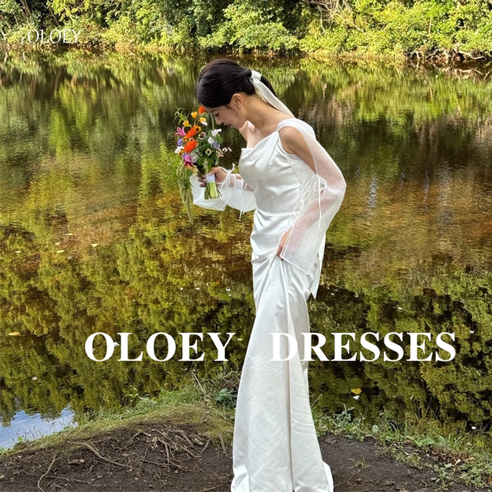 Oloey простые белые шелковые свадебные
