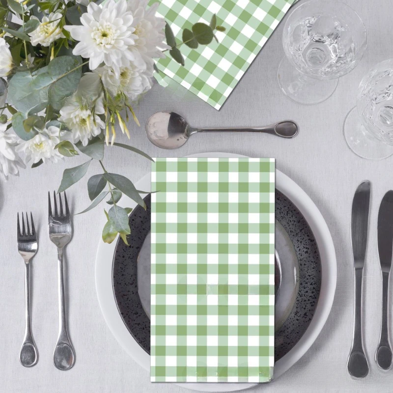 33*40 см, зеленая клетчатая свадебная длинная салфетка