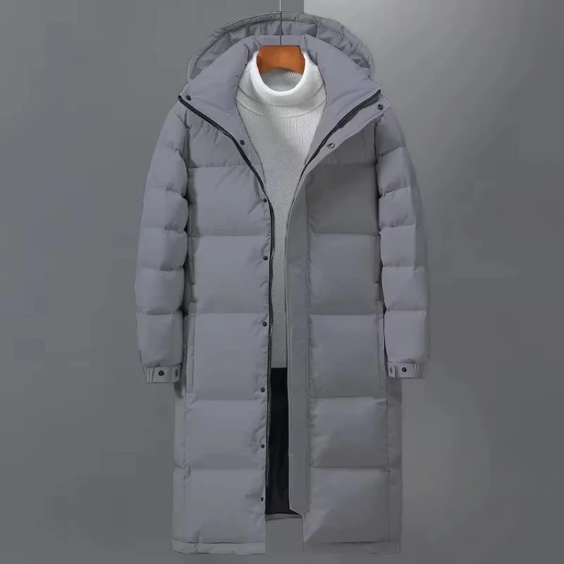 Новые зимние мужские длинные куртки-пуховики с капюшоном - Фотография_2