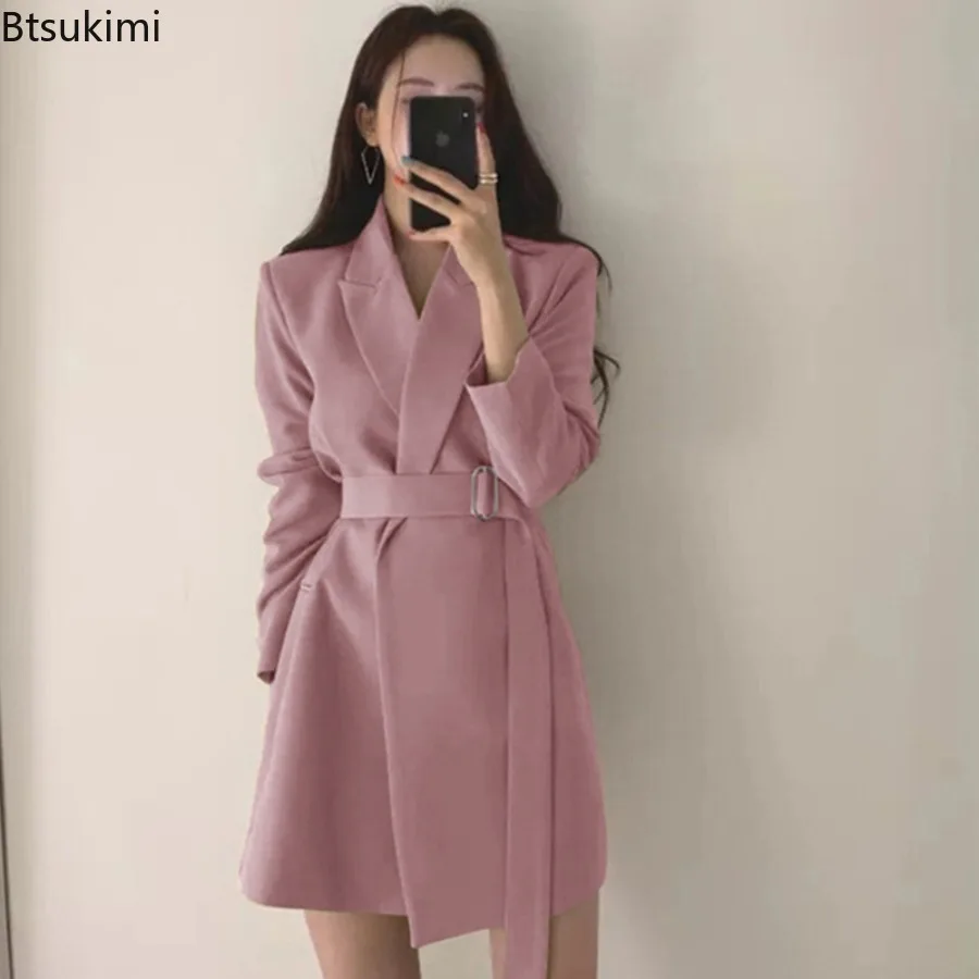 Шикарный винтажный корейский стиль с поясом - Фотография_5