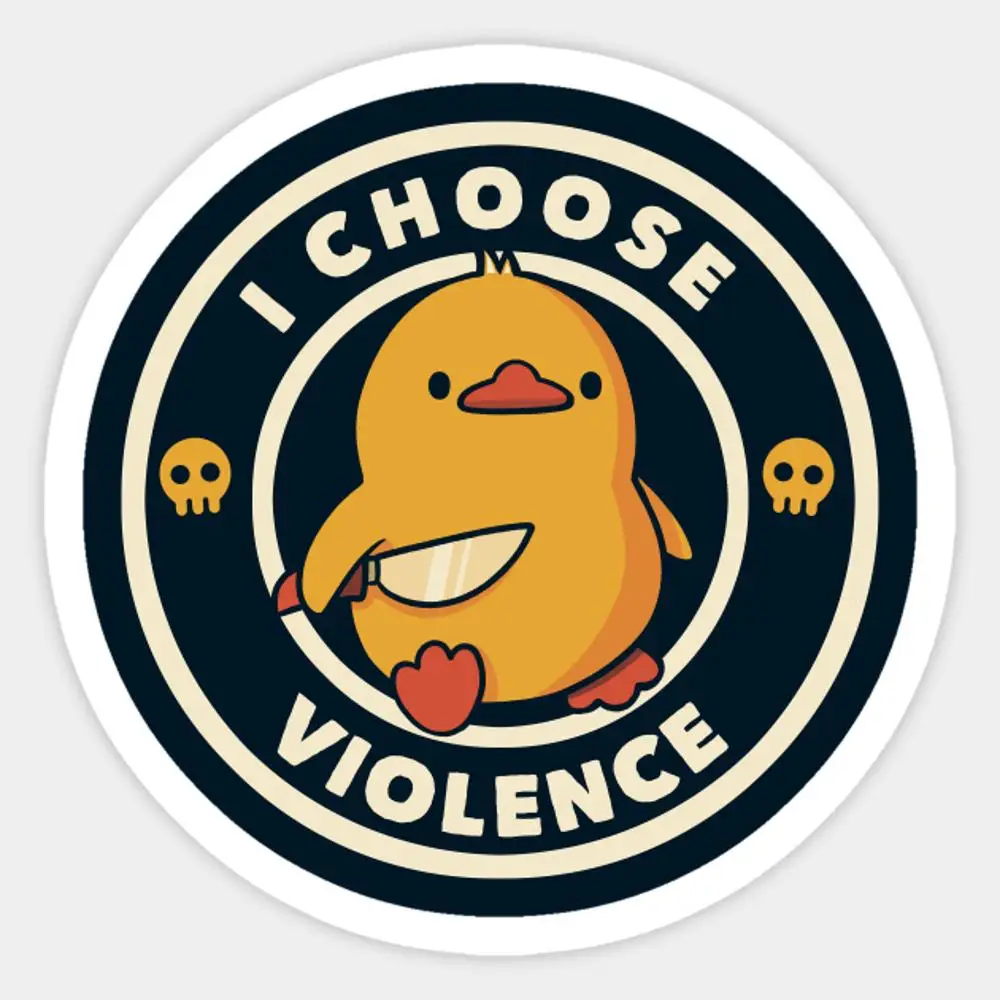 Наклейка i choose violence funny duck by tobe fonseca для декора ноутбука