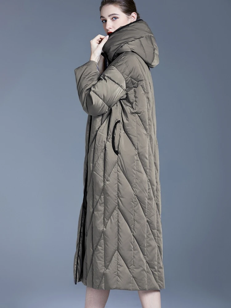 Модный женский новый длинный пуховик большого размера - Фотография_6