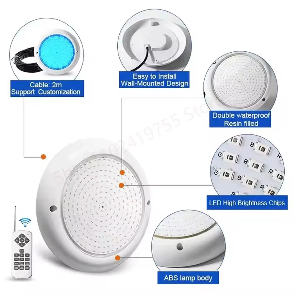 Ip68 водонепроницаемый dc12v 18w rgb светодиодный светильник для бассейна - Фотография_4