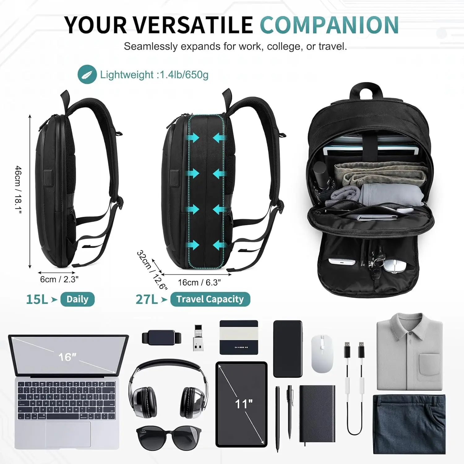 Тонкий рюкзак для ноутбука для мужчин и женщин - Фотография_5