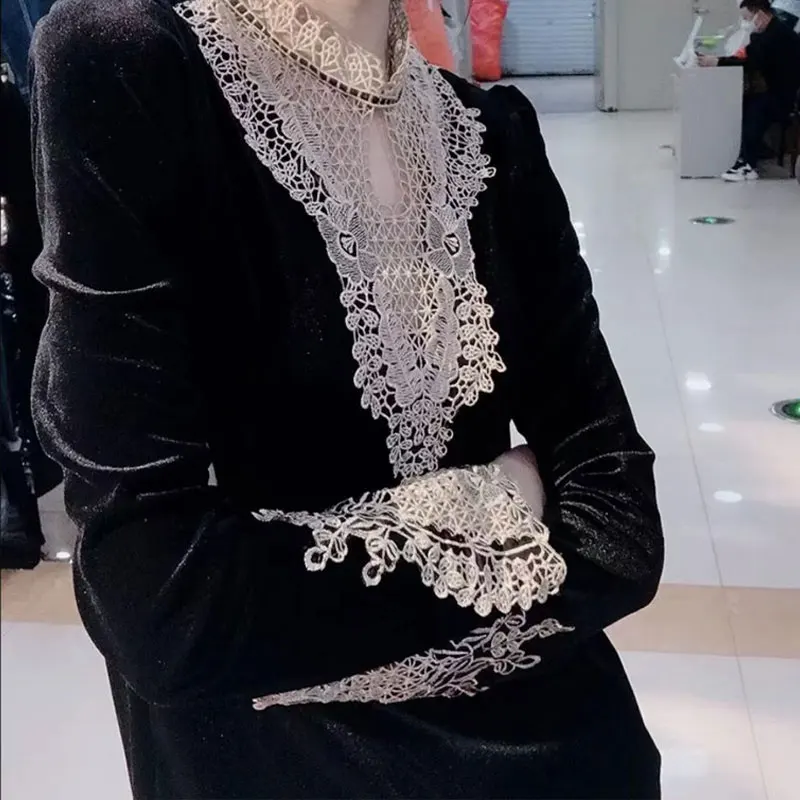 Женская кружевная блузка с длинным рукавом - Фотография_6