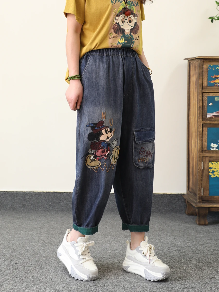 Мультяшные джинсы с надписью микки - Фотография_3