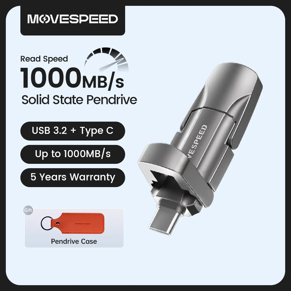 Твердотельный флэш-накопитель movespeed 1000 мб/с usb3.2 gen 2 type c