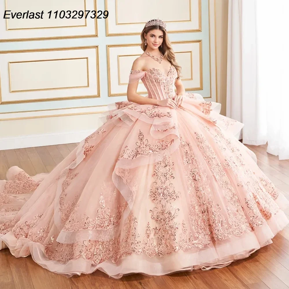 Evlast индивидуальное румяно-розовое платье quinceanera