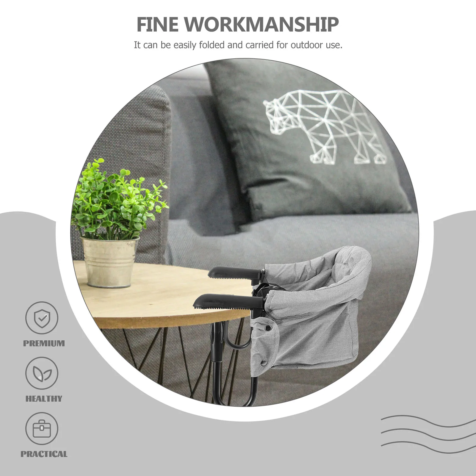 Складной портативный детский высокий стульчик для малышей - Фотография_2