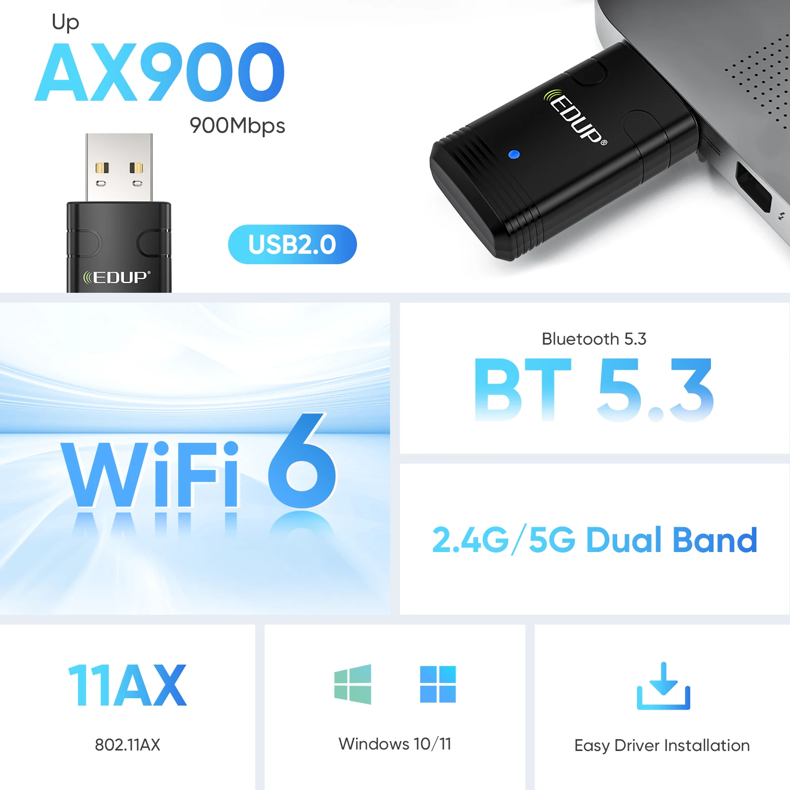 Edup ax910 wifi6 usb-адаптер bluetooth 5 - Фотография_2