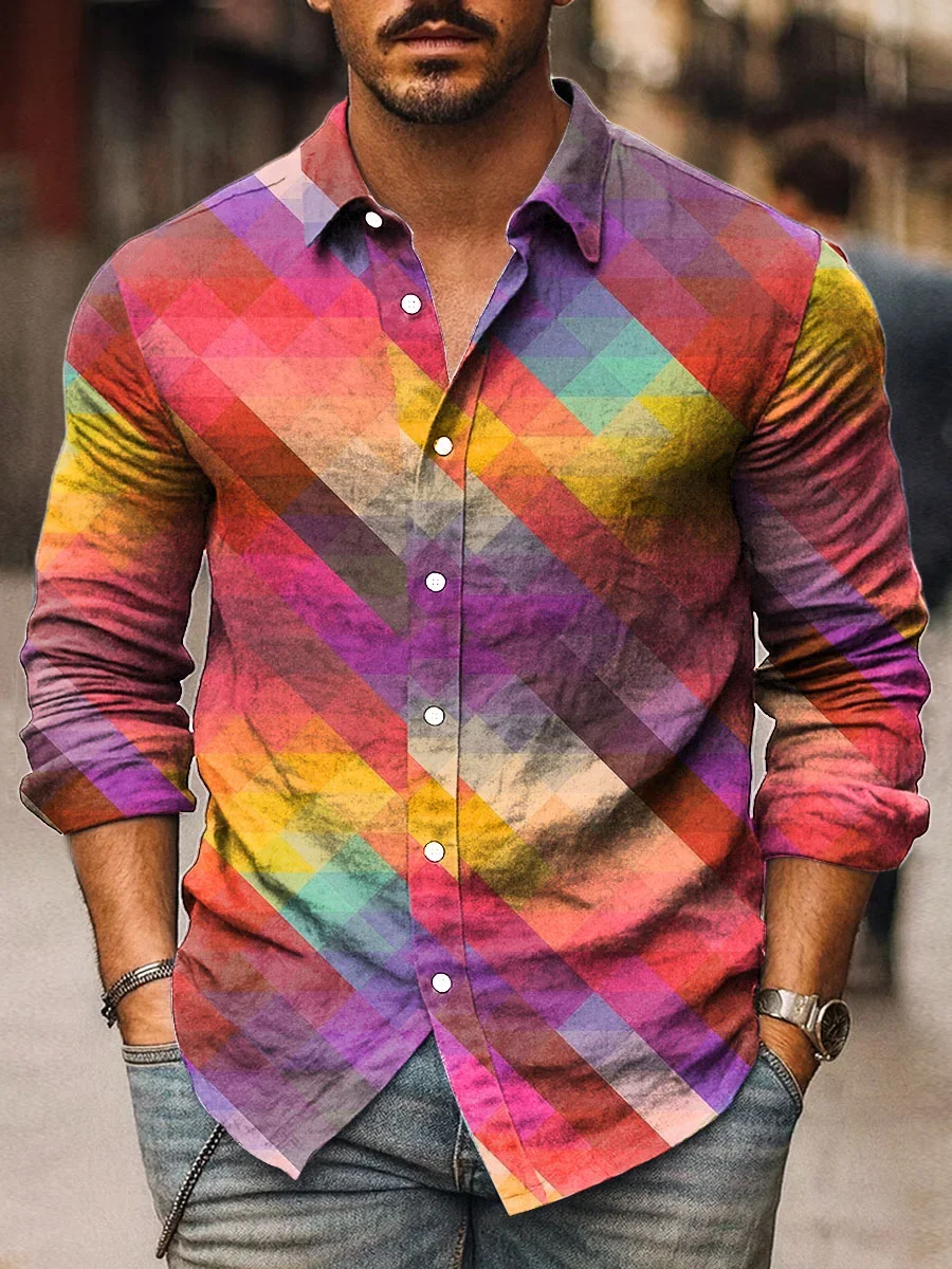 Высококачественные льняные мужские рубашки с неровным узором - Фотография_2