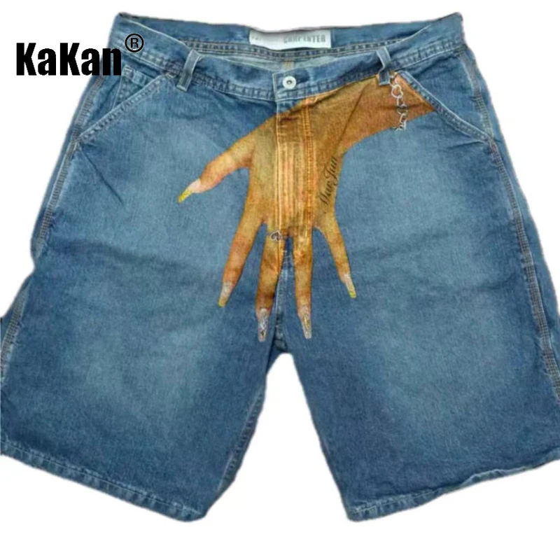 Kakan - новые мужские модные джинсы в стиле хип-хоп y2k - Фотография_3