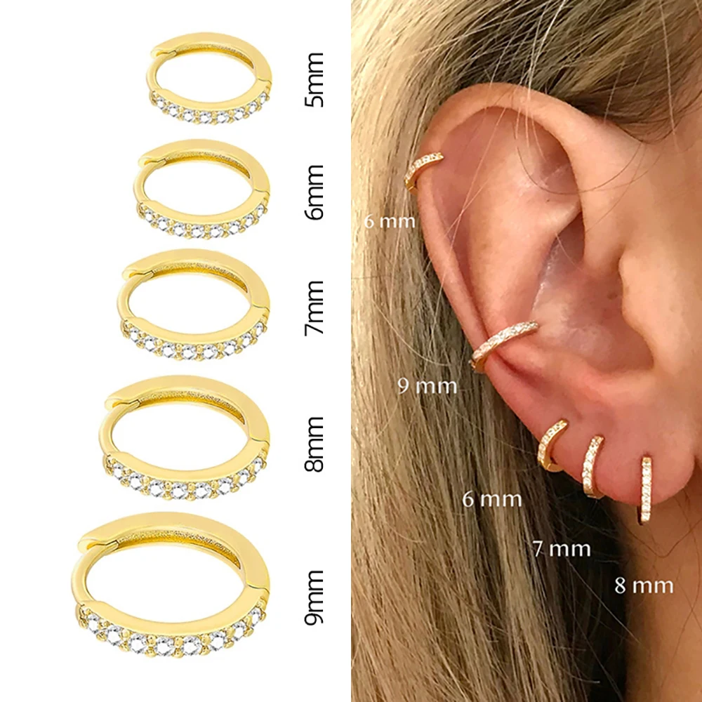 Серьги-кольца из нержавеющей стали с минимальными кристаллами и цирконием