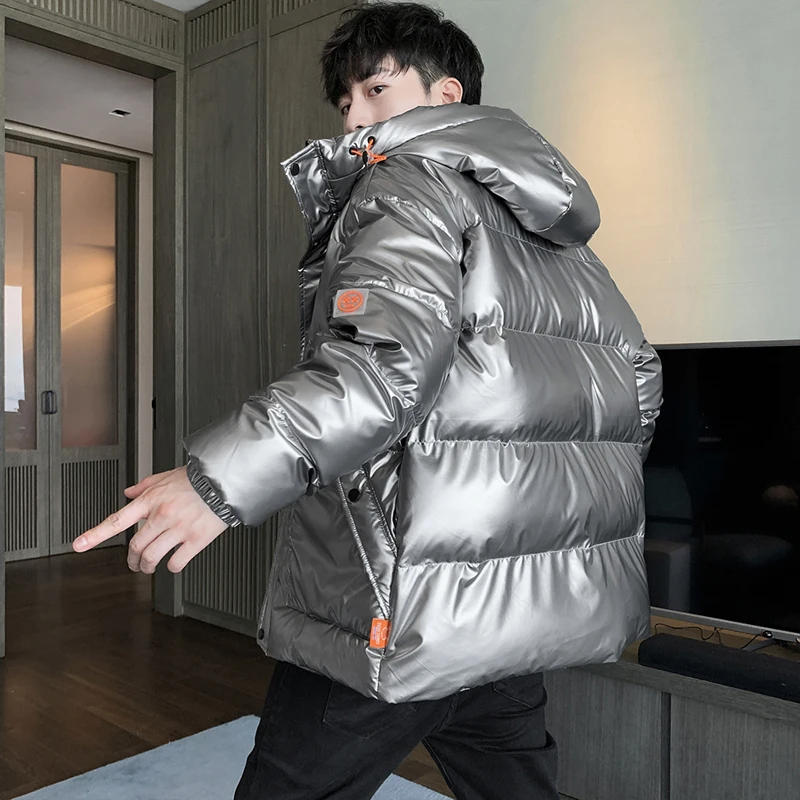 Блестящие мужские пальто размера плюс 8xl 7xl 6xl с капюшоном - Фотография_3
