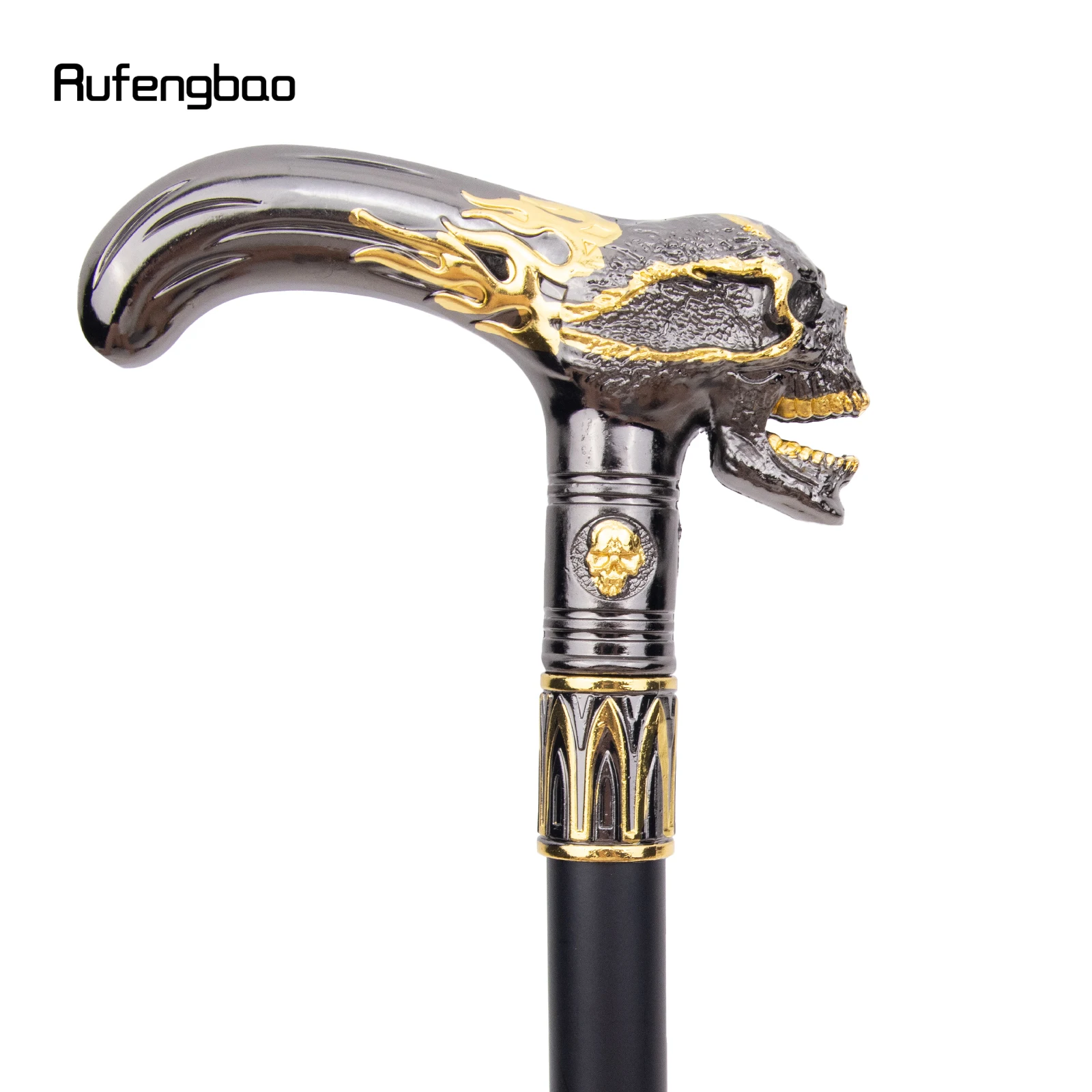 Золотой черный череп голова трость - Фотография_2