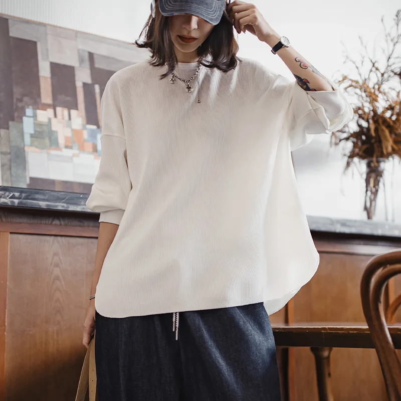 Белый вафельный трикотажный тканевый свитшот maden - Фотография_4