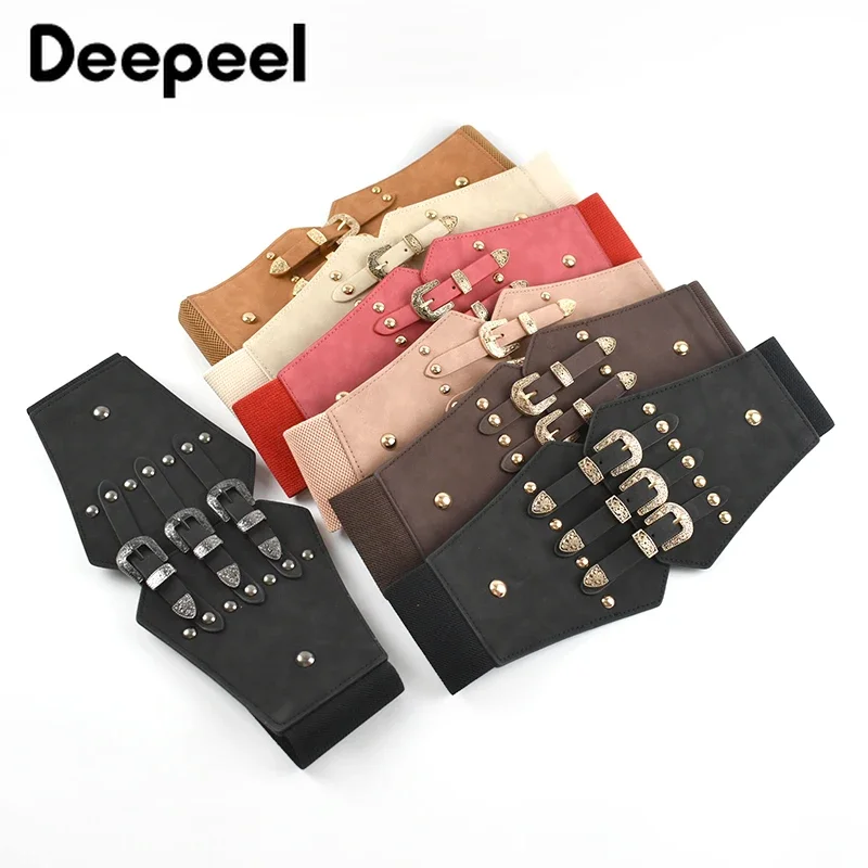 Deepeel женский кожаный корсетный пояс в стиле панк с пряжкой - Фотография_5
