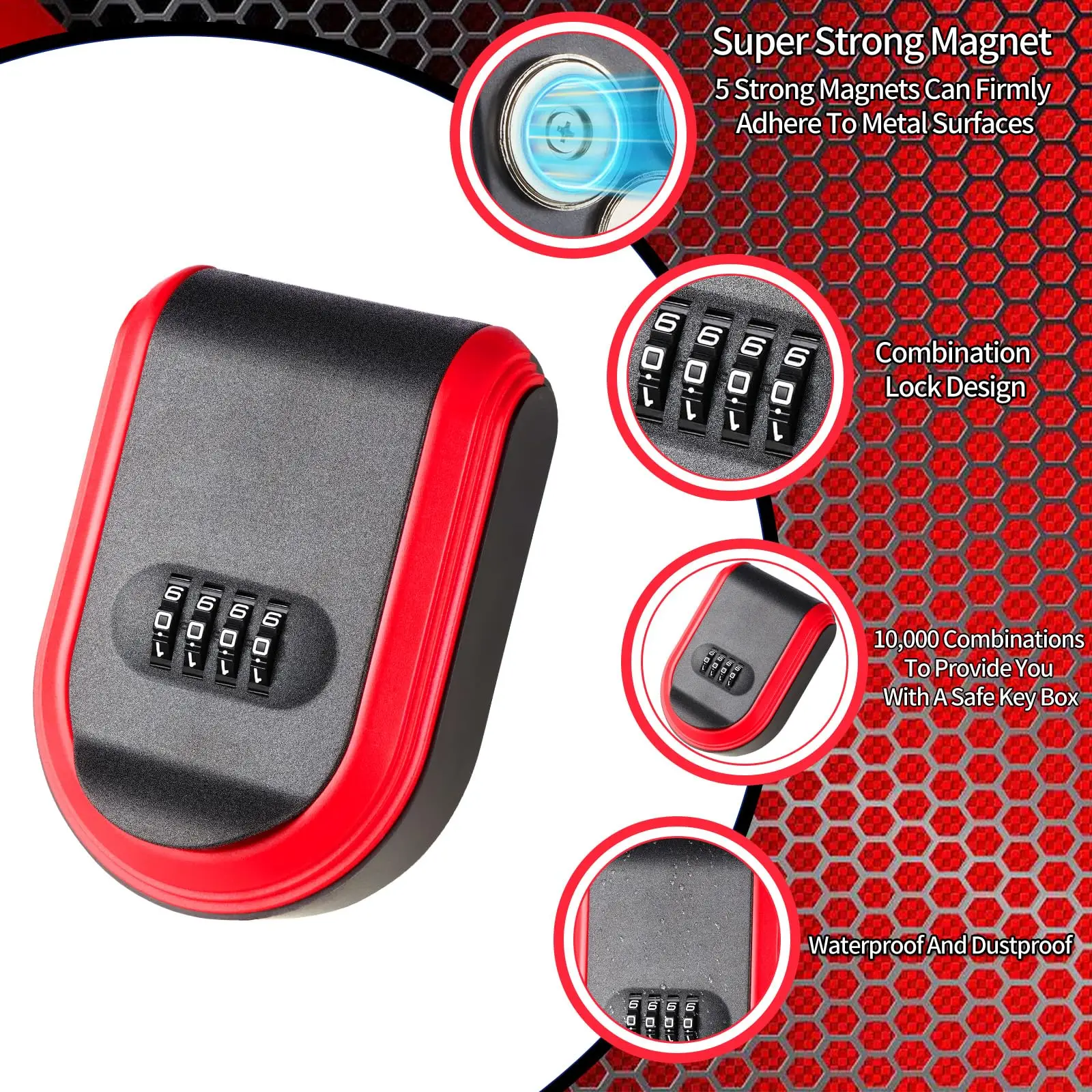 Магнитный ящик для ключей под автомобилем с 5-мя магнитами - Фотография_3