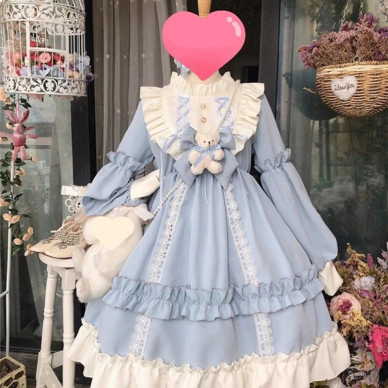 Милое контрастное цветное кавайное лоскутное женское платье с бантом y2k - Фотография_2