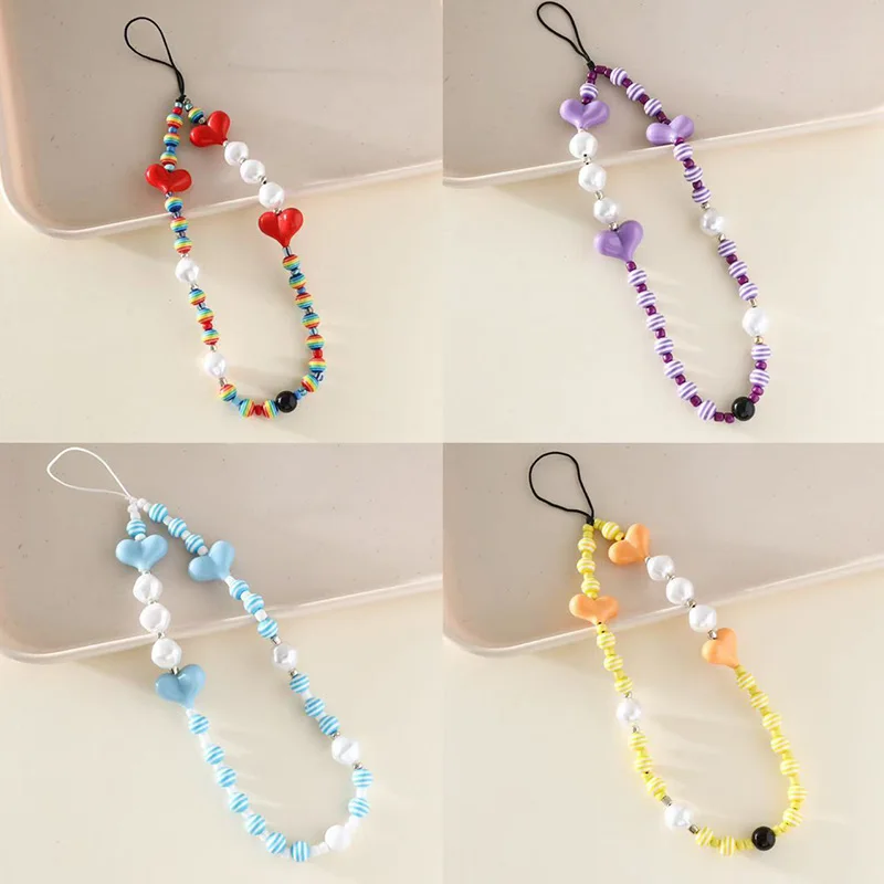 Акриловая подвесная цепочка для телефона с жемчугом