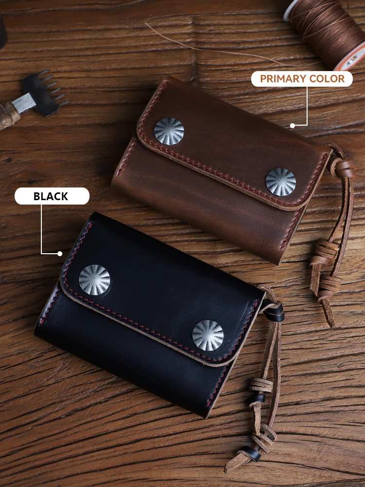 Кошелек ручной работы из натуральной кожи для карт horween chromexcel - Фотография_3