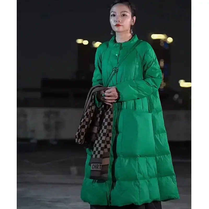 Длинный пуховик оверсайз с большими карманами - Фотография_2