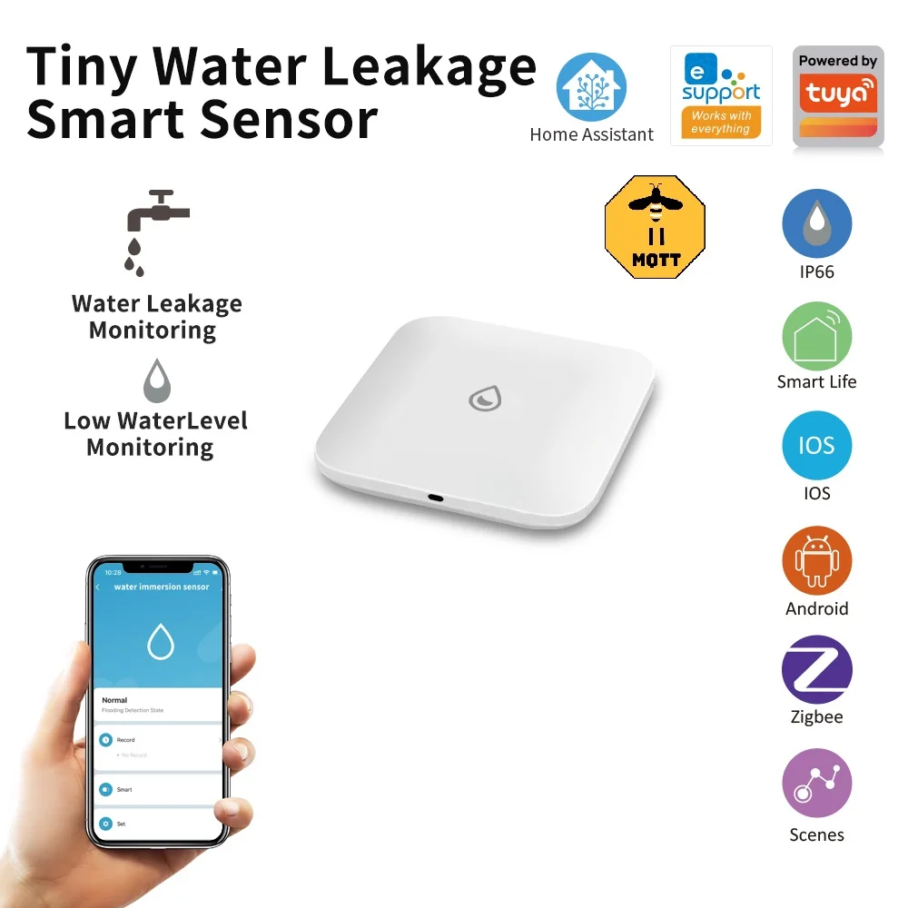 Крошечный умный датчик утечки воды zigbee