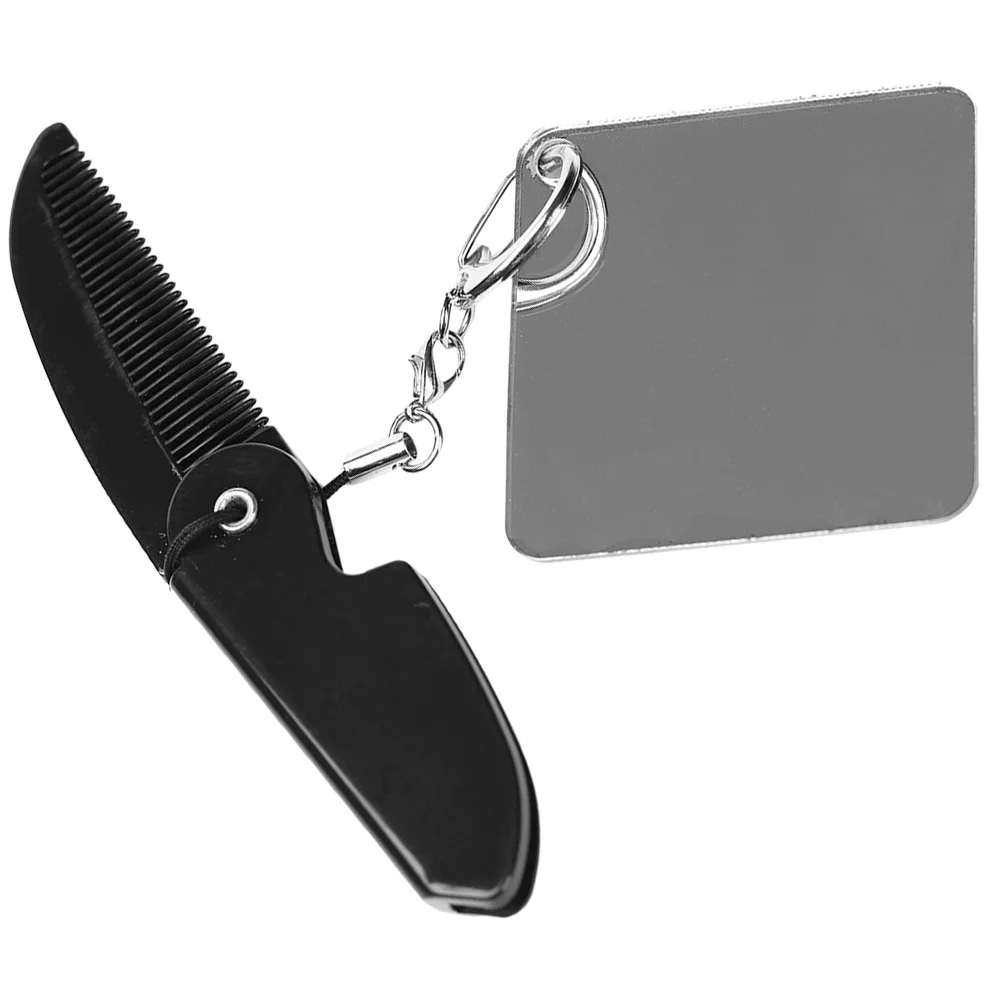 Дорожная складная расческа-брелок с квадратным зеркалом