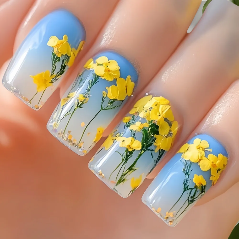 24pcs фиолетовые ногти цветочные - Фотография_5