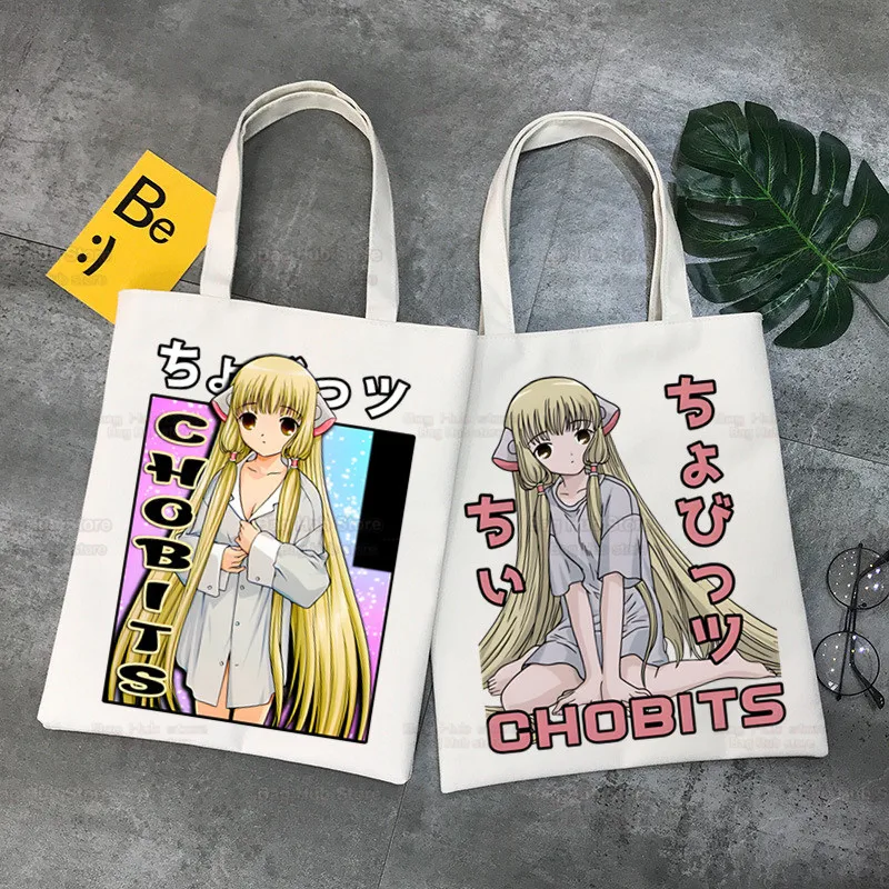Chobits холщовая сумка-тоут через плечо с принтом для женщин