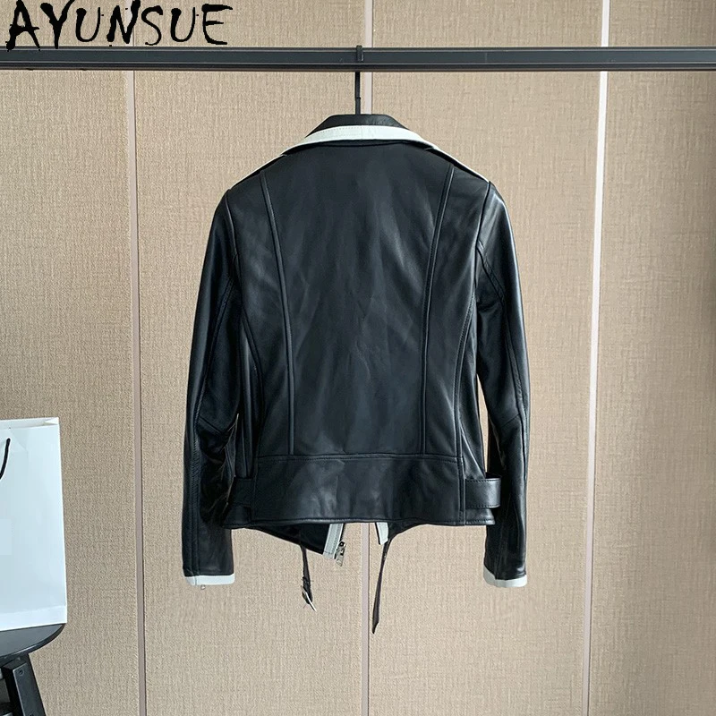 Ayunsue, женская кожаная куртка из 100% натуральной овчины - Фотография_2