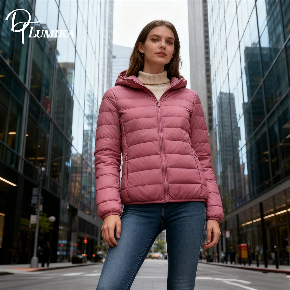 Dtlumika s-8xl женский пуховик 2025 легкая короткая куртка с капюшоном