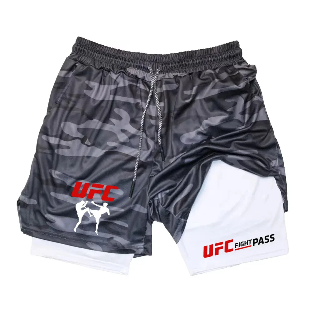 Мужские спортивные шорты 2-в-1 с логотипом ufc - Фотография_6