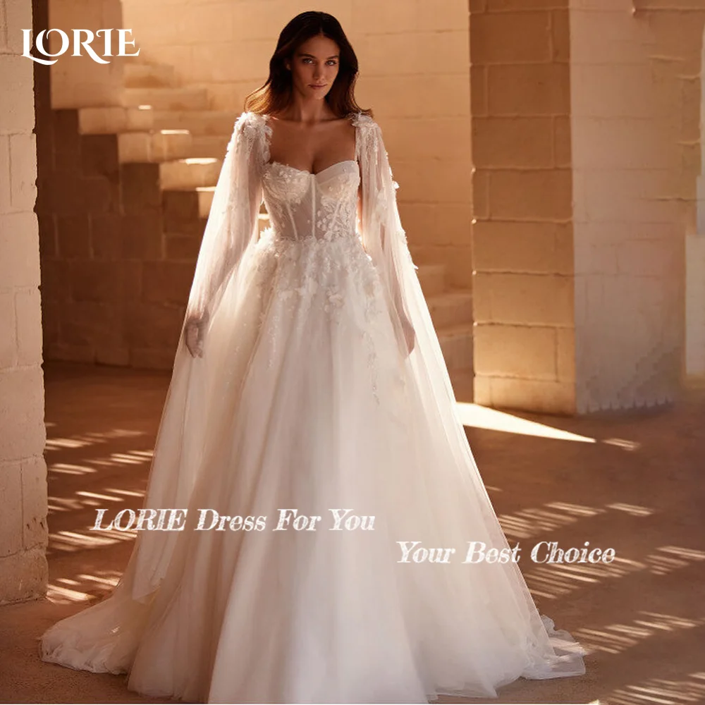 Lorie элегантные кружевные свадебные платья с аппликацией без бретелек - Фотография_4