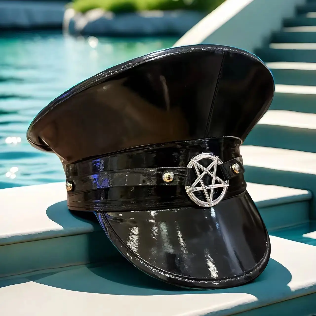 Черная кожаная шляпа капитана hongluan
