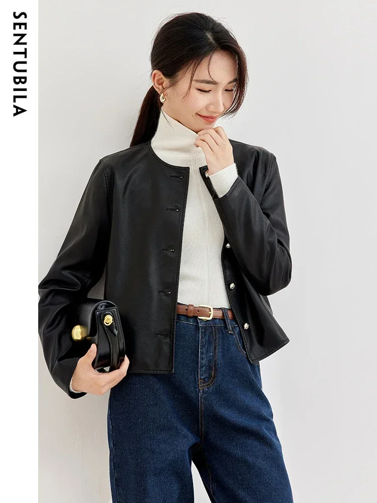 Sentubila черная кожаная куртка - Фотография_4