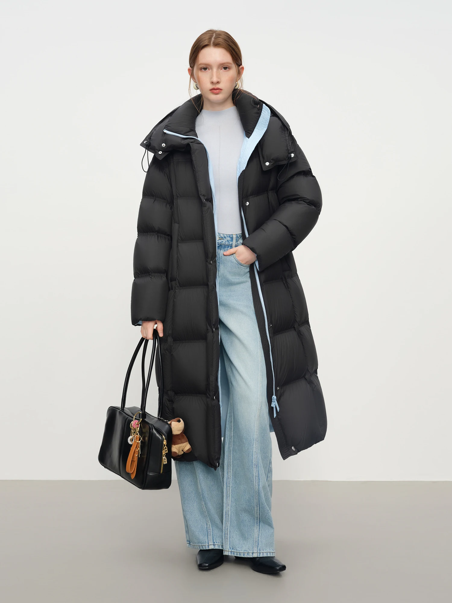 Новое зимнее женское длинное пуховое пальто с капюшоном - Фотография_2