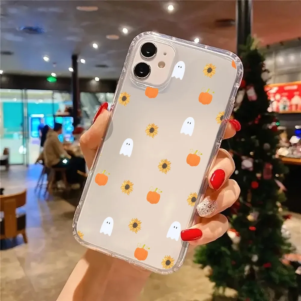 Прозрачный чехол для телефона с милым призраком и тыквой для iphone 17 - Фотография_5