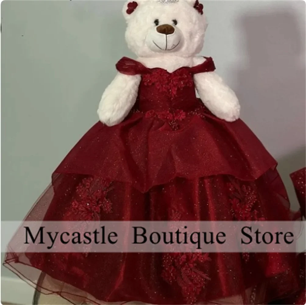 Бордовое блестящее бальное платье с кристаллами - Фотография_2