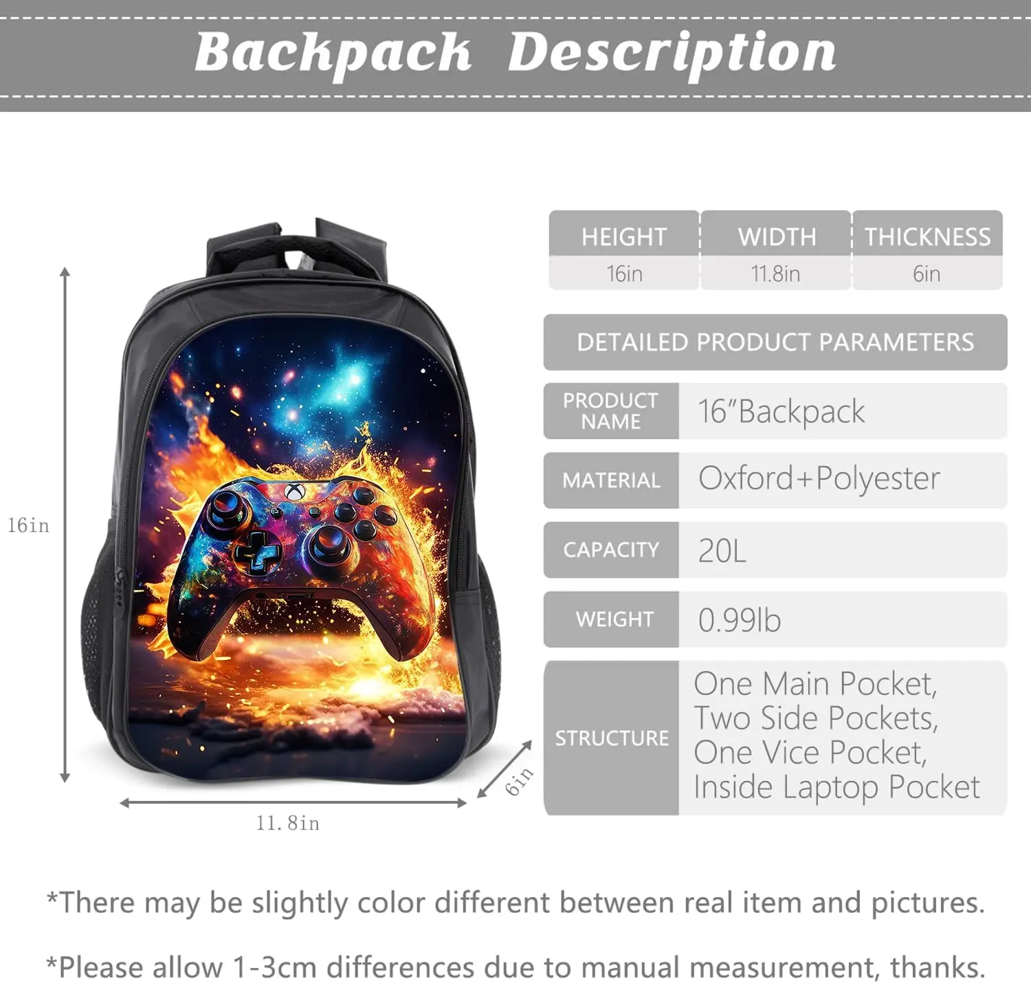Gaming backpack kids game bookbag - Фотография_2