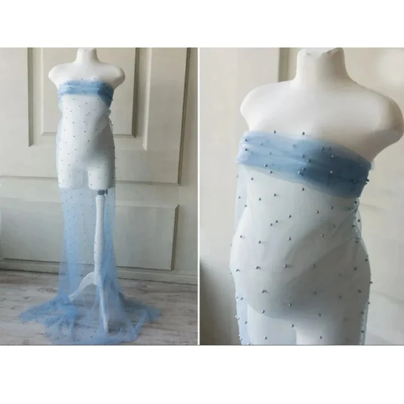 Тюлевая вуаль для беременных с украшением жемчугом - Фотография_6