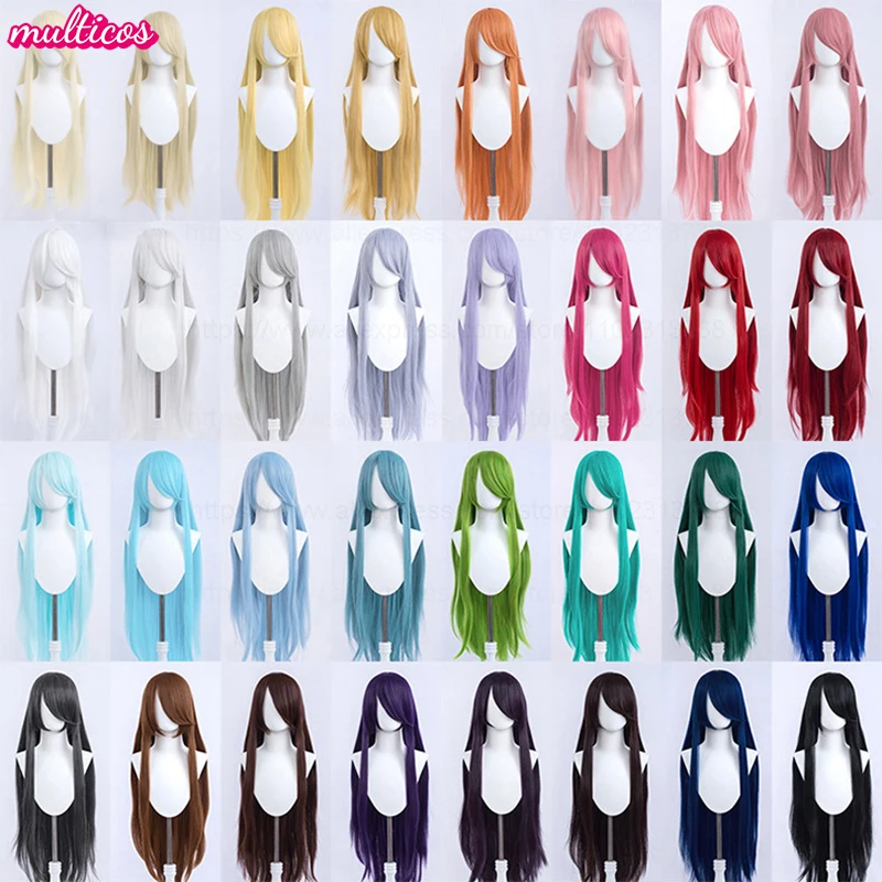 Высокое качество аниме 100 см длинный прямой парик для косплея черный