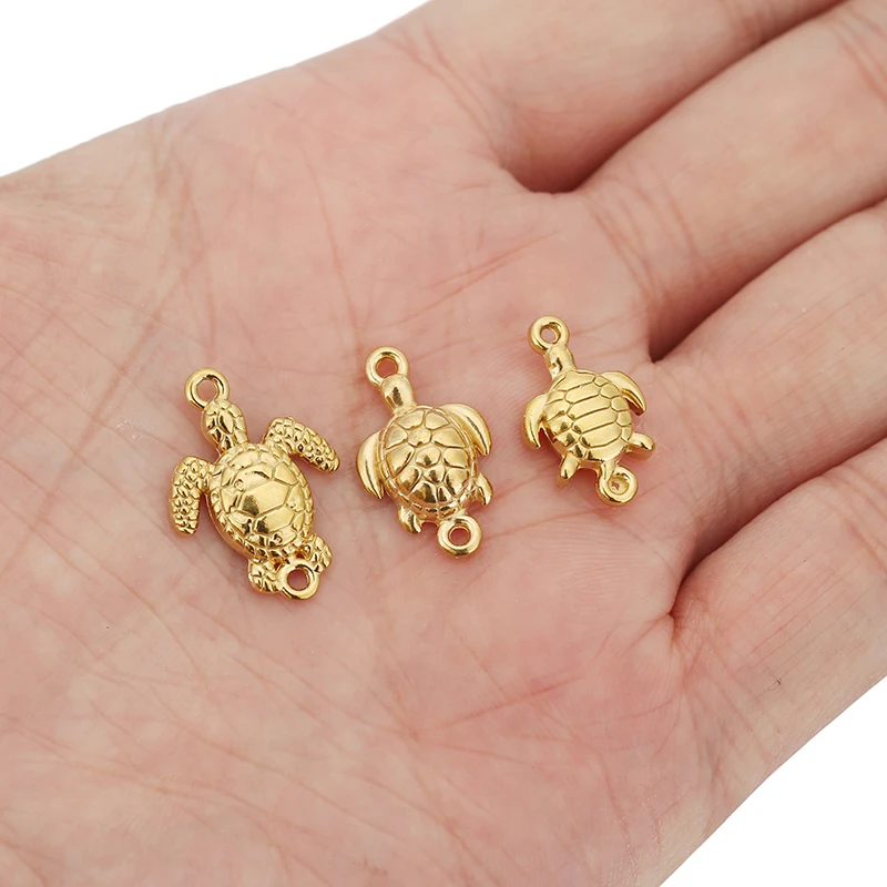 Подвески в виде черепахи из нержавеющей стали с двойным отверстием - Фотография_6