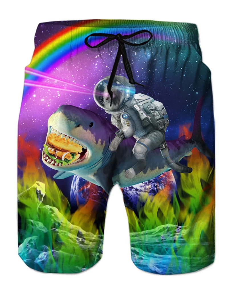Funny animal dinosaur beach shorts - Фотография_2