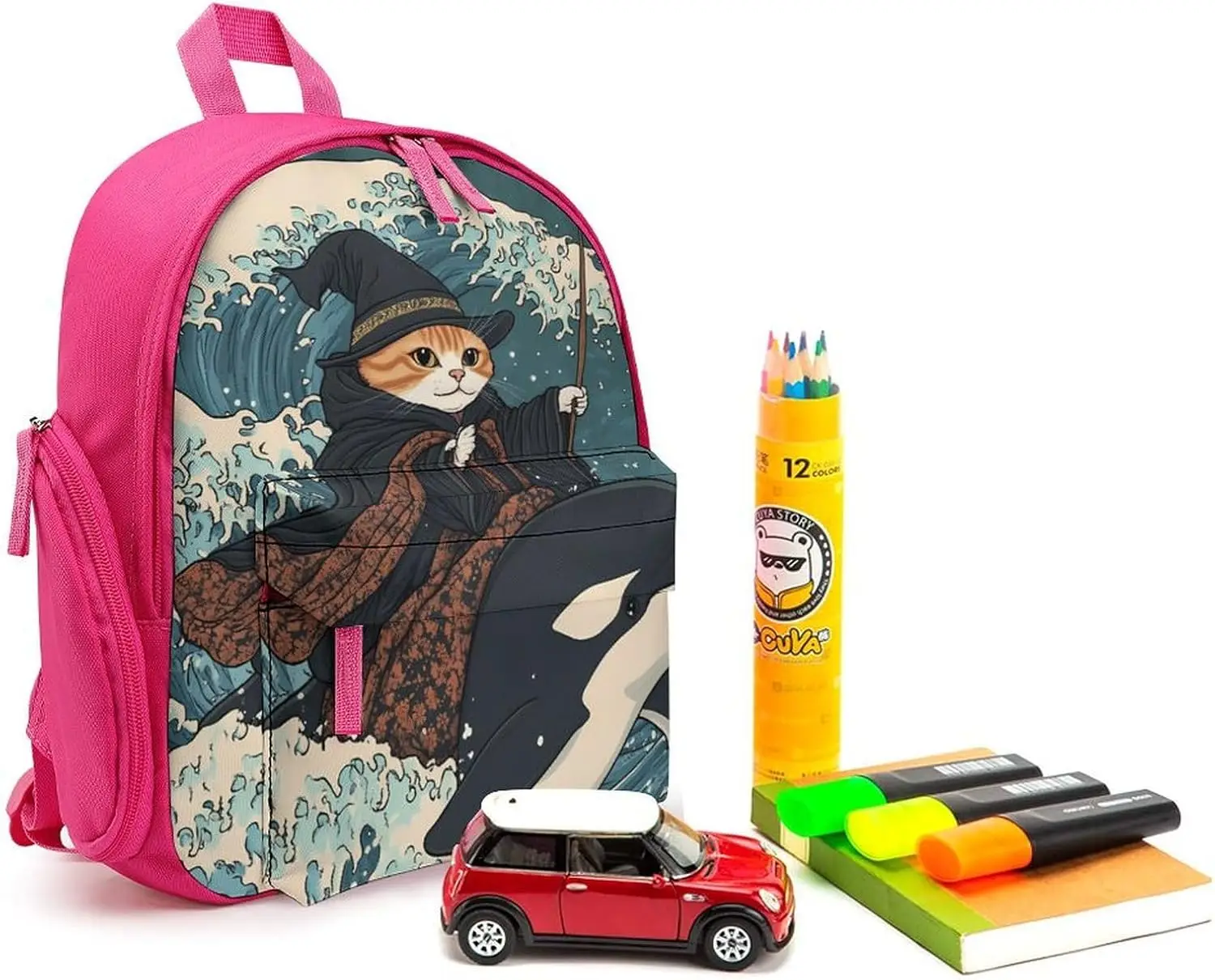 Кошачий кит, японский океанский волнистый дорожный рюкзак для ноутбука - Фотография_3