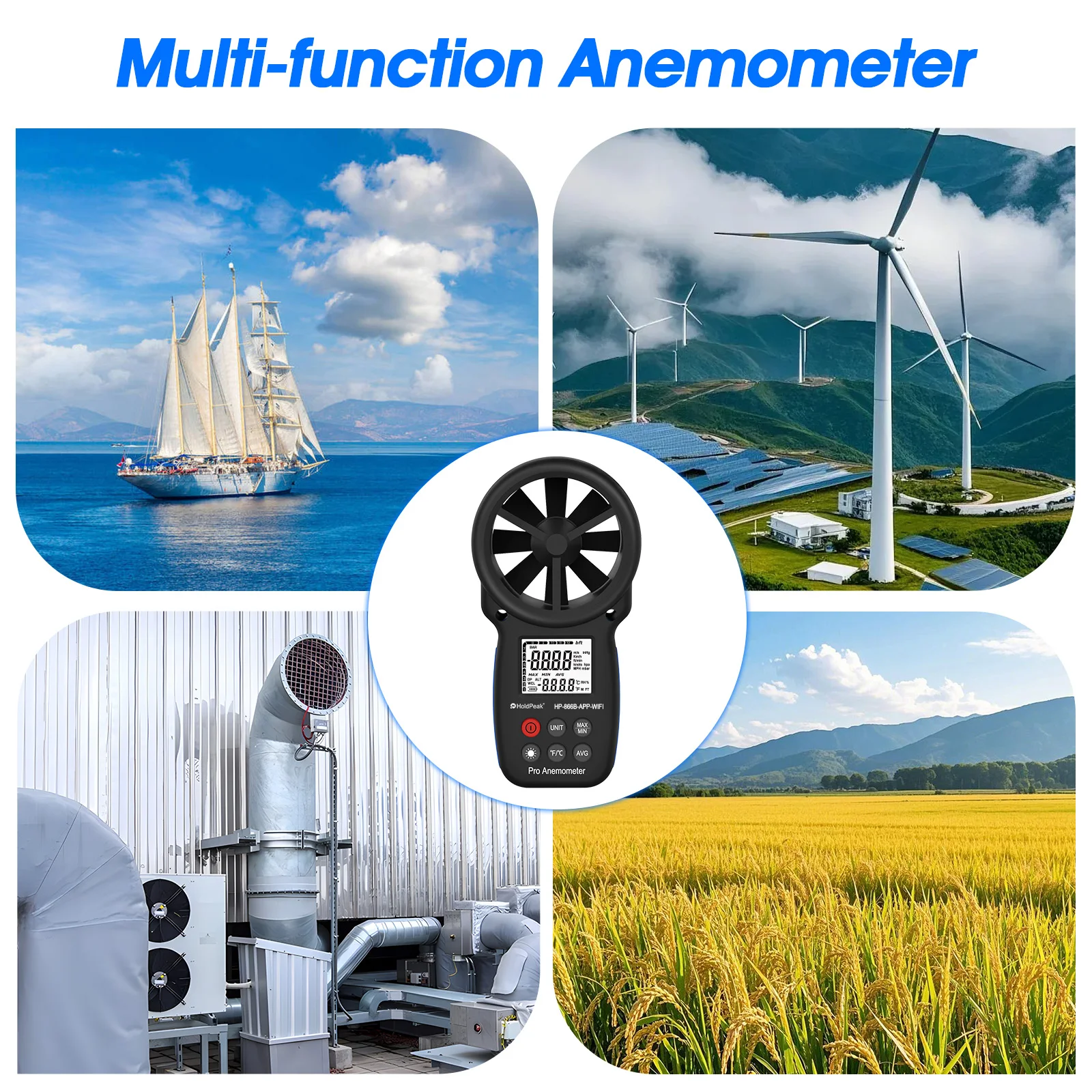Holdpeak hp-866b wi-fi ручной анемометр - Фотография_6