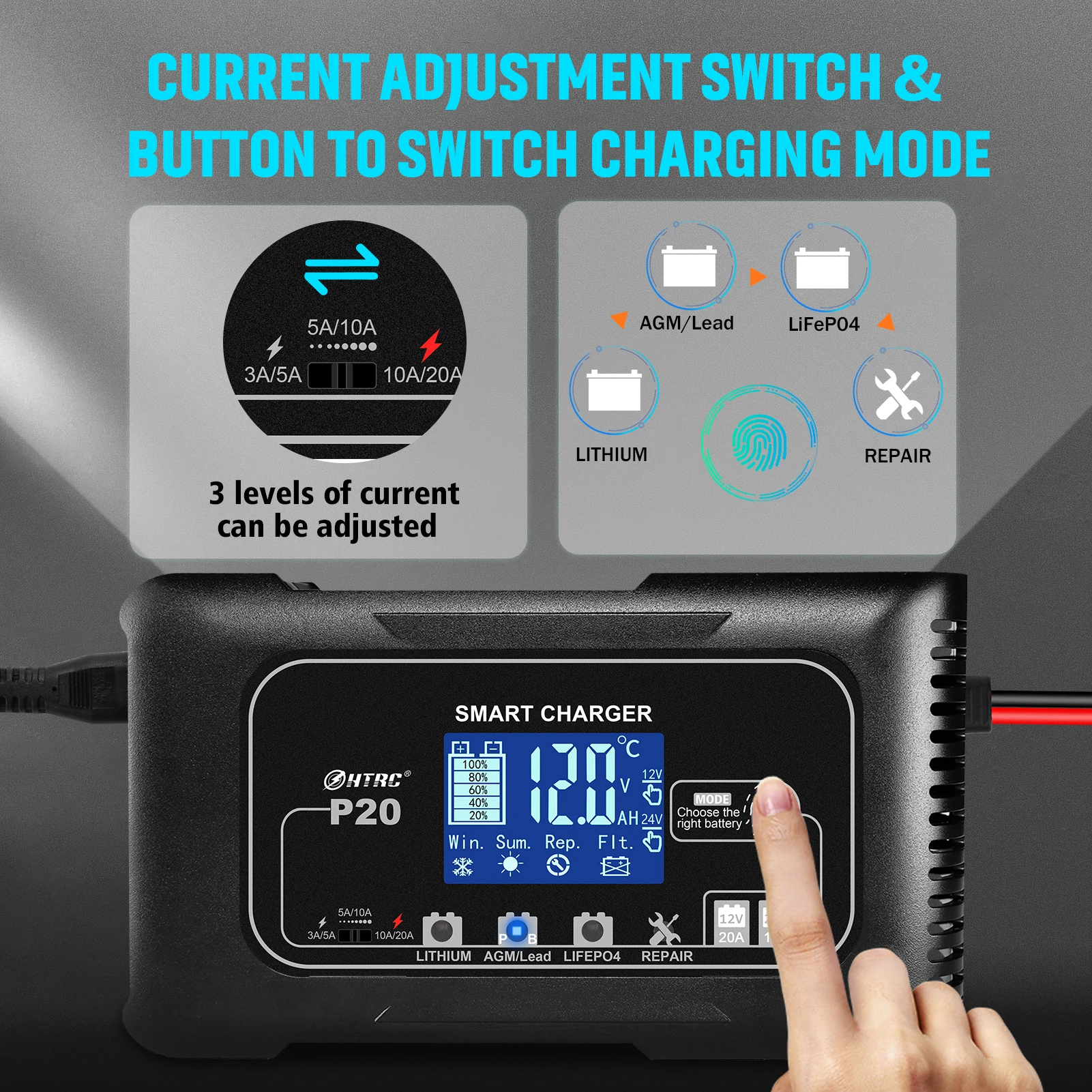 Htrc 20a 12v-24v p20 зарядное устройство - Фотография_2