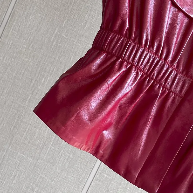 Женский красный жилет из натуральной - Фотография_4