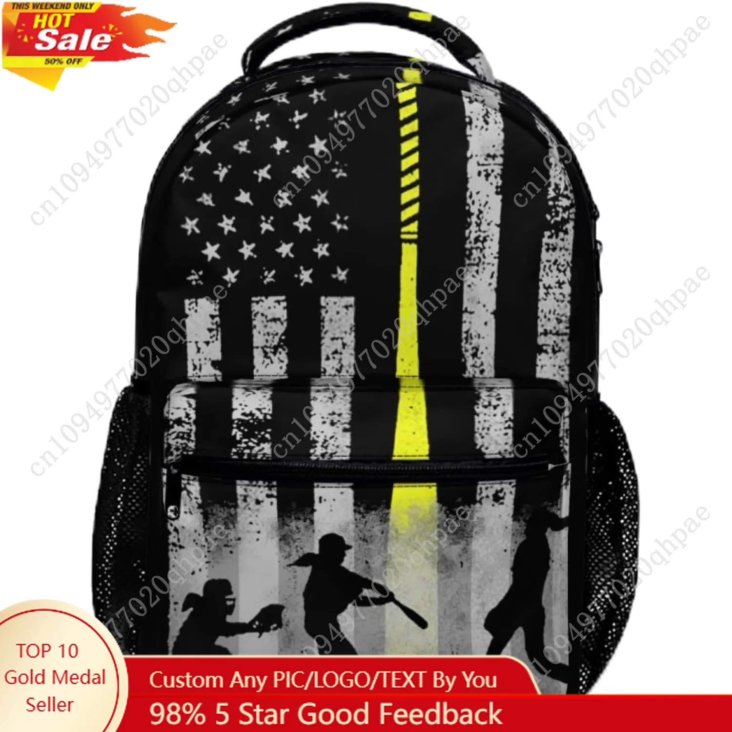 Повседневный рюкзак с принтом флага софтбола